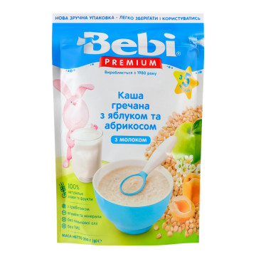 Каша молочна суха для дітей від 5міс швидкорозчинна Гречана з яблуком та абрикосом Bebi Premium д/п 200г