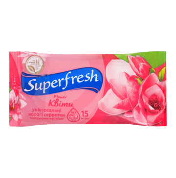 Серветки вологі універсальні Flower Superfresh 15шт