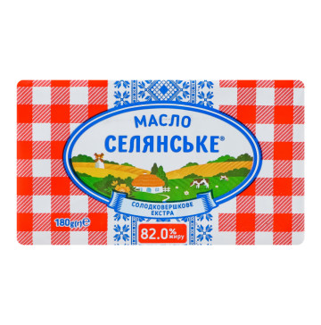 Масло солодковершкове 82% екстра Селянське м/у 180г