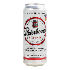 Пиво 0.5л 4.8% світле фільтроване солодове пастеризоване Pilsener Paderborner з/б