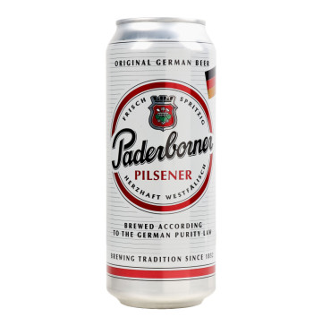 Пиво 0.5л 4.8% світле фільтроване солодове пастеризоване Pilsener Paderborner з/б