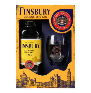 Набір Джин 0.7л 37.5% London Dry + 1 склянка Finsbury к/у 