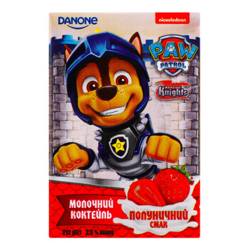 Коктейль молочний 2.5% Полуничний Paw Patrol Danone т/п 212г