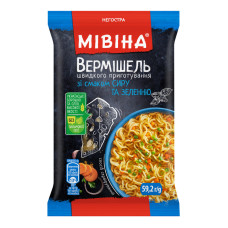 Вермішель швидкого приготування зі смаком сиру та зеленню негостра Мівіна м/у 59.2г