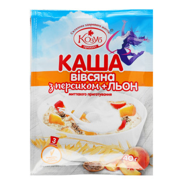 Каша миттєвого приготування Вівсяна з персиком+льон Козуб продукт м/у 40г