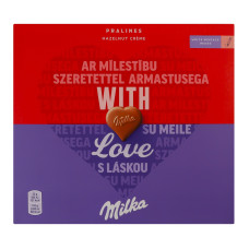 Цукерки з молочного шоколаду з горіховою начинкою Love Milka к/у 5х22г