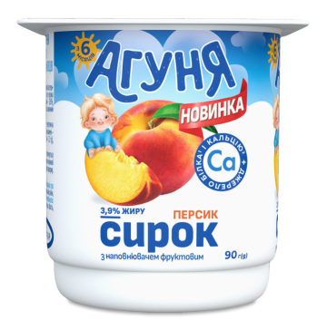 Сирок 3.9% для дітей від 6міс Персик Агуня ст 90г