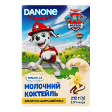 Коктейль молочний 2.5% стерилізований Вершково-ванільний Paw Patrol Danone т/п 212г
