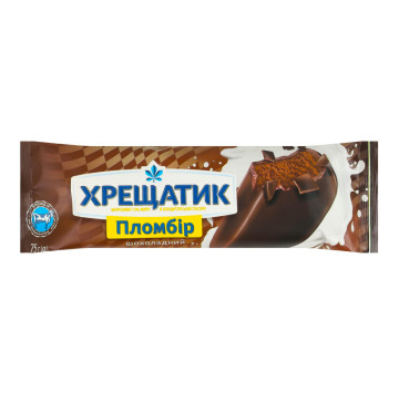 Морозиво 12% пломбір шоколадне в кондитерській глазурі Хрещатик м/у 75г