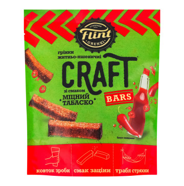 Грінки житньо-пшеничні Міцний табаско Craft Bars Flint д/п 80г