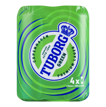 Пиво 4х0.5л 4.6% світле пастеризоване Green Tuborg м/у