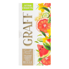 Чай зелений з ароматом грейпфрута, огірка та кавуна з натуральним підсолоджувачем Літня свіжість Graff к/у 20х1.5г