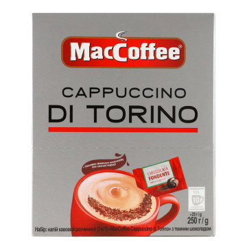 Напій кавовий розчинний з темним шоколадом 3в1 Cappuccino Di Torino MacCoffee к/у 10х25г