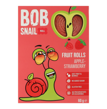 Цукерки фруктові натуральні Apple-strawberry Rolls Bob Snail к/у 60г