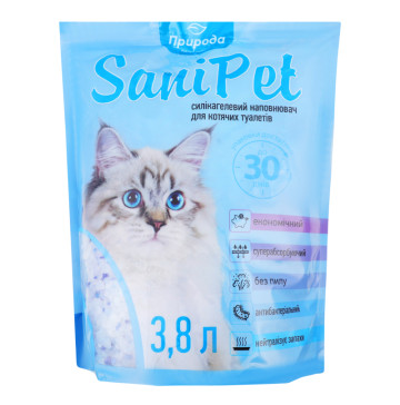Наповнювач для котячих туалетів силікагелевий SaniPet Природа 3.8л