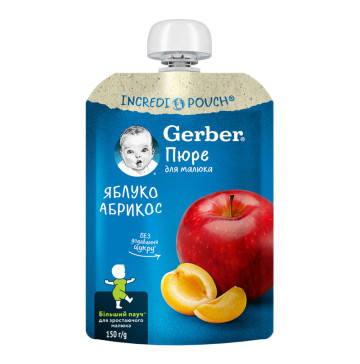 Пюре фруктове для дітей від 6міс пастеризоване Яблуко-абрикос Gerber д/п 150г