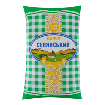Кефір 2.5% Селянський м/у 900г