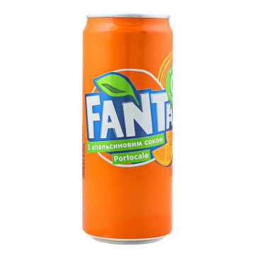 Напій безалкогольний сильногазований соковмісний на ароматизаторах Fanta з апельсиновим соком з/б 330мл