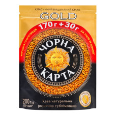 Кава натуральна розчинна сублімована Gold Чорна Карта д/п 200г