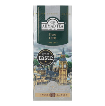 Чай чорний байховий дрібний з ароматом бергамоту Earl Grey Ahmad Tea к/у 25х2г