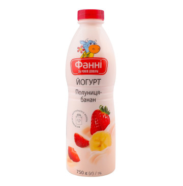 Йогурт 1% питний Полуниця-банан Фанні п/пл 750г