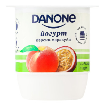 Йогурт 1.2% Персик-маракуйя Danone ст 115г