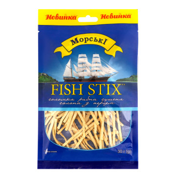 Соломка рибна сушена солона з перцем Fish stix Морські м/у 30г
