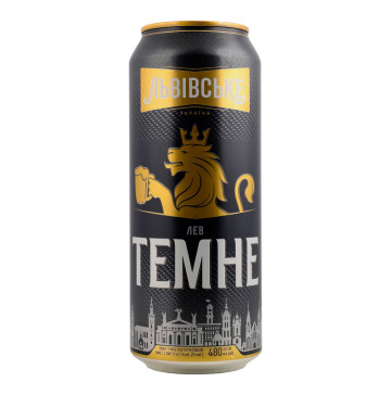 Пиво 480мл 4.7% темне пастеризоване Лев Темне Львівське з/б
