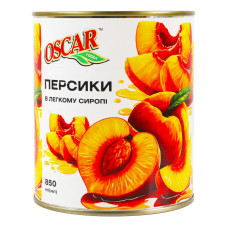 Персики половинки в легкому сиропі Oscar foods з/б 820г