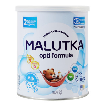 Суміш молочна суха для дітей від 6міс 2 Opti Formula Malutka з/б 400г