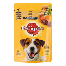 Корм консервований повнораціонний для дорослих собак З куркою в соусі Pedigree д/п 100г