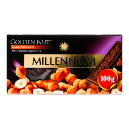 Шоколад чорний з цілими лісовими горіхами Golden Nut Millennium к/у 100г