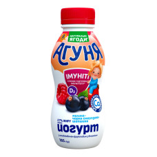 Йогурт 2.7% для дітей від 8міс з наповнювачем фруктовим Малина-чорна смородина-шипшина Імуніті Агуня п/пл 185г