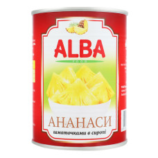 Ананаси шматочками в сиропі Alba Food з/б 580мл