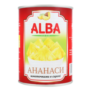 Ананаси шматочками в сиропі Alba Food з/б 580мл