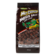 Сніданки сухі глазуровані цукровою глазур'ю з какао Mega balls Mr. Croco м/у 200г