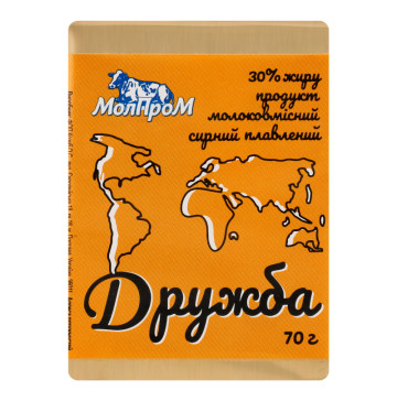 Продукт сирний 30% молоковмісний плавлений Дружба МолПром м/у 70г