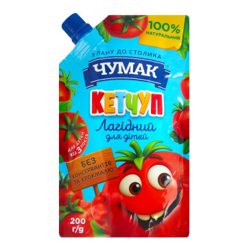 Кетчуп для дітей від 3років пастеризований Лагідний Чумак д/п 200г