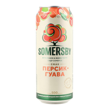 Сидр 500мл 4.7% звичайний шипучий солодкий Персик-гуава Somersby з/б