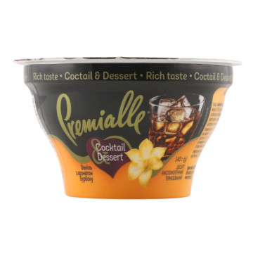 Десерт 9% кисломолочний з наповнювачем Ваніль з ароматом бурбону Сocktail Dessert Premialle ст 140г