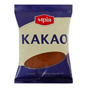 Какао-порошок 10-12% зі зниженим вмістом жиру Мрія м/у 80г