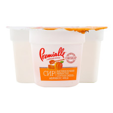 Сир кисломолочний 7% зернистий з наповнювачем фруктовим Абрикос-мед Cottage cheese Premialle ст 150г