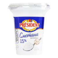 Сметана 15% President cт 300г