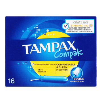 Тампони гігієнічні з аплікатором Regular Compak Tampax 16шт