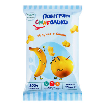 Сніданки сухі круп'яні для дітей від 12міс Яблучко + банан Повітряні Смаколики м/у 15г