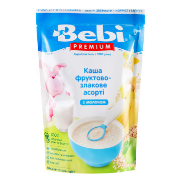 Каша молочна суха для дітей від 6міс Фруктово-злакове асорті Bebi Premium д/п 200г