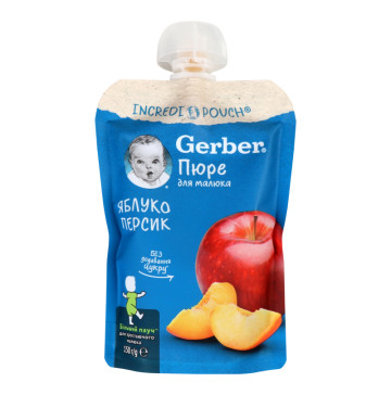 Пюре для дітей від 6міс Яблуко-персик Gerber д/п 150г