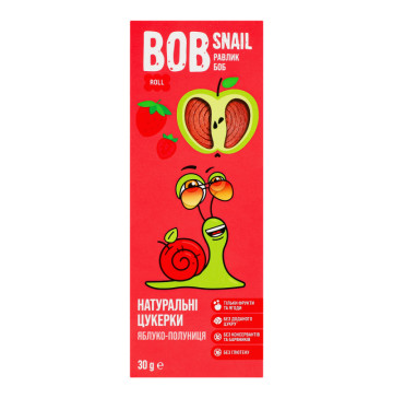 Цукерки фруктові натуральні Яблуко-полуниця Bob Snail к/у 30г