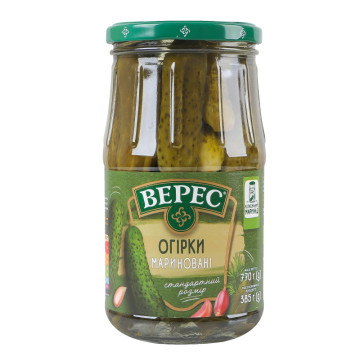 Огірки мариновані слабокислі стерилізовані Верес с/б 770г