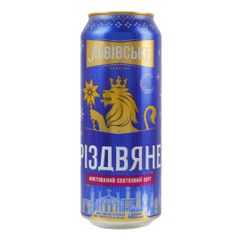 Пиво 480мл 4.2% темне пастеризоване Різдвяне Львівське з/б